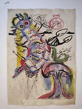 Salvador Dali Painting Drawing Vintage Sketch Paper Signed Stamped picture