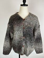 Vintage 90s EXPRESS Mohair Cardigan Sweater M Dark Jewel Tone Grunge Minimalist picture