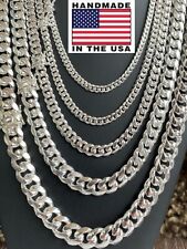 Real Solid 925 Sterling Silver Miami Cuban Chain Or Bracelet 5-14mm Box Clasp picture