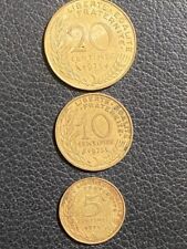 Nice vintage set of 3: 1975-1973-1974 of 20-10 and 5 french centimes pre Euro picture