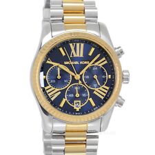Michael Kors Womens Lexington Watch, Blue Dial, Two-Tone Gold Silver Steel Band picture
