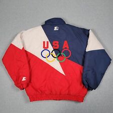 Vintage Starter US Olympic Team Jacket Mens Large Colorblock Embroidered Rings picture