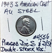 1943 S American Cent AU Steel Plugged S Die & Double-Struck Nos. & Mark Lincoln picture