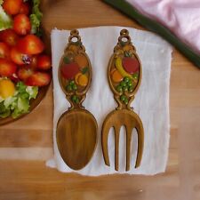 Vintage Mid Century Modern Brown Sexton Spoon & Fork Apple Fruit Wall Hanging picture