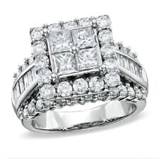 4CT Princess Cut Lab Created Diamond Big Engagement Ring 14K White Gold Finish picture