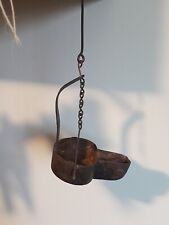 EARLY 19C PRIMITIVE ANTIQUE BLACKSMITH FORGED BETTY WHALE OIL LAMP~AAFA picture