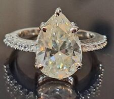*CERTIFIED* STUNNING 4.75 Ct PEAR SHAPED NATURAL HPHT DIAMOND RING SIZE 7.25 picture