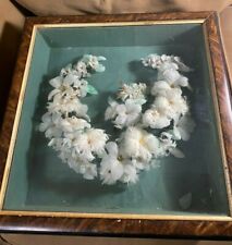 Large Superb Antique Victorian Mourning Feather Wreath In Shadowbox Case picture