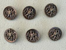 Eingetr Muster Metal Picture Buttons Cherub / Snakes Vintage Set 6 picture