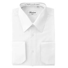 Berlioni Italy Men's Premium French Convertible Cuff Solid Dress Shirt White picture