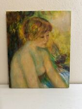 Vintage Impressionist Style Oil on Canvas Painting of Nude Woman picture