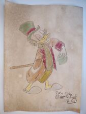 Walt Disney Signed and Stamped Vintage Painting Art Drawing Old Paper 10 picture