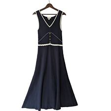 Peter Hahn Women Navy Blue Nautical Midi Dress Sleeveless Fit & Flare Size Small picture