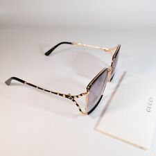 NEW Gucci Women's Sunglasses GG0593SK 001 Black Gold Grey Lens 59mm Authentic picture