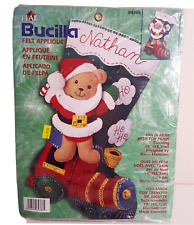 Plaid Bucilla Christmas Felt Stocking Kit SANTA BEAR WITH TOY TRAIN #84386 NEW picture
