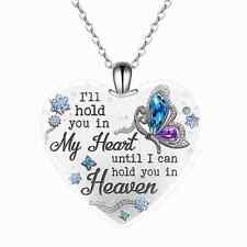 I'll Hold You In My Heart Memorial Butterfly Love Heart Crystal Pendant Necklace picture