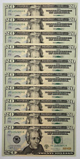 New Uncirculated TWENTY Dollar Bills Series 2017A $20 Sequential Notes Lot of 10 picture