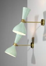 Pair Of 1950's Mid Century Brass Italian Diabolo Wall Sconce Light picture
