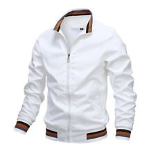 PERRY ELLIS mens jacket WHITE BOMBER JACKET RAIN BREAKER ZIP UP L 44 NWT $99 picture