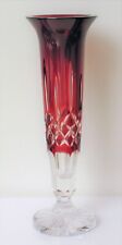 VTG BEAUTIFUL DESIGNER SIGNED WATERFORD RED CRYSTAL HEAVY GLASS VASE 9