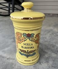 Vintage Yellow French Apothecary Jar Drugstore Pharmacy 10” Scilla Maritima picture