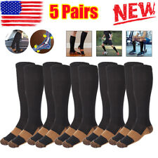 5 Pairs Copper Compression Socks 20-30mmHg Graduated Support Mens Womens S/M-XXL picture