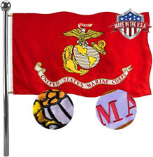 3X5 Embroidered DOUBLE SIDED US Marine Corps EGA Red Flag OFFICIALLY LICENSED picture