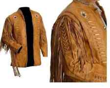 Men's Native American  Leather Jacket Fringes & Beads Cowboy Western jacket picture