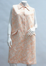 Vintage 60s-70s Peach and Beige Floral Dress By NPC Fashions Warren PA picture