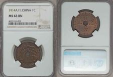 Beautiful 1914 Cent Bronze UNC Coin French Indo-China Central Hole NGC MS 63 BN picture