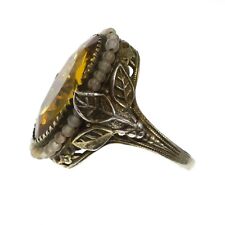 Very Rare - Victorian Costume Jewelry - Sterling Silver Filigree Ring Size 6.25 picture
