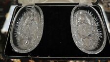 Pr. Cut Glass Crystal Salts in Box with Silver Spoons ca1930's Art Deco picture