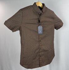 BEN SHERMAN Men's Shirt Small Brown Button-Up Short Sleeve Casual Stretch NWT picture