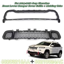 For 2014-2018 Jeep Cherokee Front Lower Bumper Cover Grille + Molding Trim Black picture