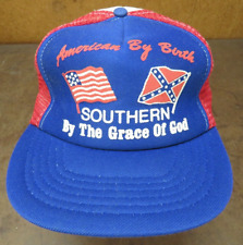 Vtg 80's American By Birth Southern Grace Of God Mesh Snapback Trucker Mesh hat picture