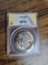 1921 D Morgan Silver Dollar Rainbow Toned MS63, Beautiful Coin picture