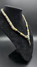 Vintage Native American Sterling Silver Beaded Badger Claw Necklace picture