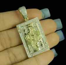 2.20Ct Round Cut Real Moissanite King Card Pendant 14K Yellow Gold Plated Silver picture
