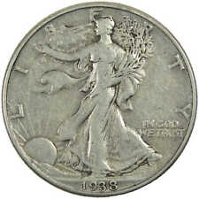 1938 D Liberty Walking Half Dollar Very Fine Details Silver SKU:I12877 picture