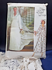 1970s VOGUE BRIDAL DESIGN PATTERN 1487  BRIDAL DRESS, SLIP & VEIL SIZE 12 -UNCUT picture
