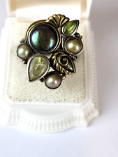 Echo of the Dreamer Verbena Ring Sterling Silver & Bronze Peridot Pearl Sz 8.5 picture