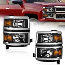 WEELMOTO For 2014-2015 Chevy Silverado 1500 Chrome Headlights Headlamps L+R Pair picture