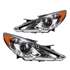 For Hyundai Sonata 2011-2014 Chrome Housing Headlights Assembly Headlamps Pair picture