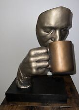 Rare Vintage 90's John Cutrone First Cup of Coffee Statue Austin Sculpture Decor picture