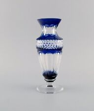 Bohemian glass vase in clear and blue art glass. Classic style. Mid-20th century picture