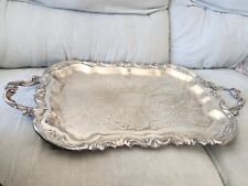 1 - FB Rogers Silverplated Footed Etched Serving Tray 25x14