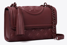 NEW Tory Burch Leather Small Fleming Convertible Shoulder Bag in Wine 152570 picture