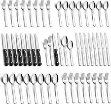 48 Pcs Silverware Set for 8 Stainless Steel Flatware Cutlery Utensil Kitchen New picture