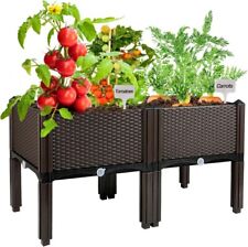 Raised Garden Bed w/ Legs Elevated Plastic Planter Box Outdoor Plants Flowers picture