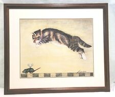 POUNCING CAT By Lowell Hererro  Original Hand Signed & Numbered Print Framed picture